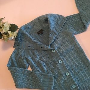 ✨Eddie Bauer✨Teal Blue Cable Knit Cardigan (M)